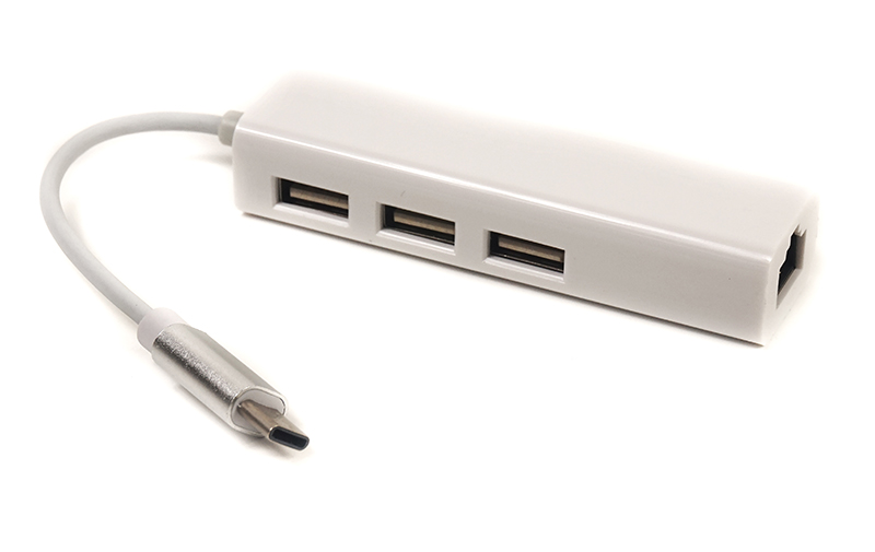 Перехідник PowerPlant USB 3.1 Type-C - 3 порти USB 2.0 + Ethernet (CA910397)