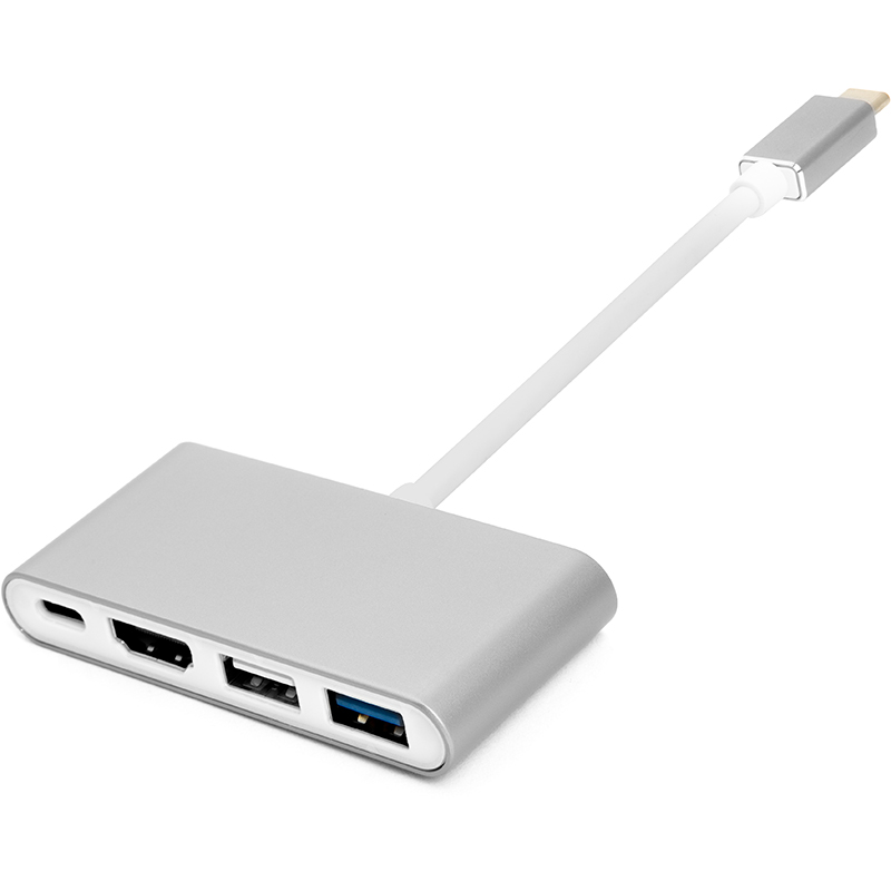Перехідник PowerPlant Type-C (M) - 4*USB 2.0/3.0, HDMI, Type-C (F) (CA911707)