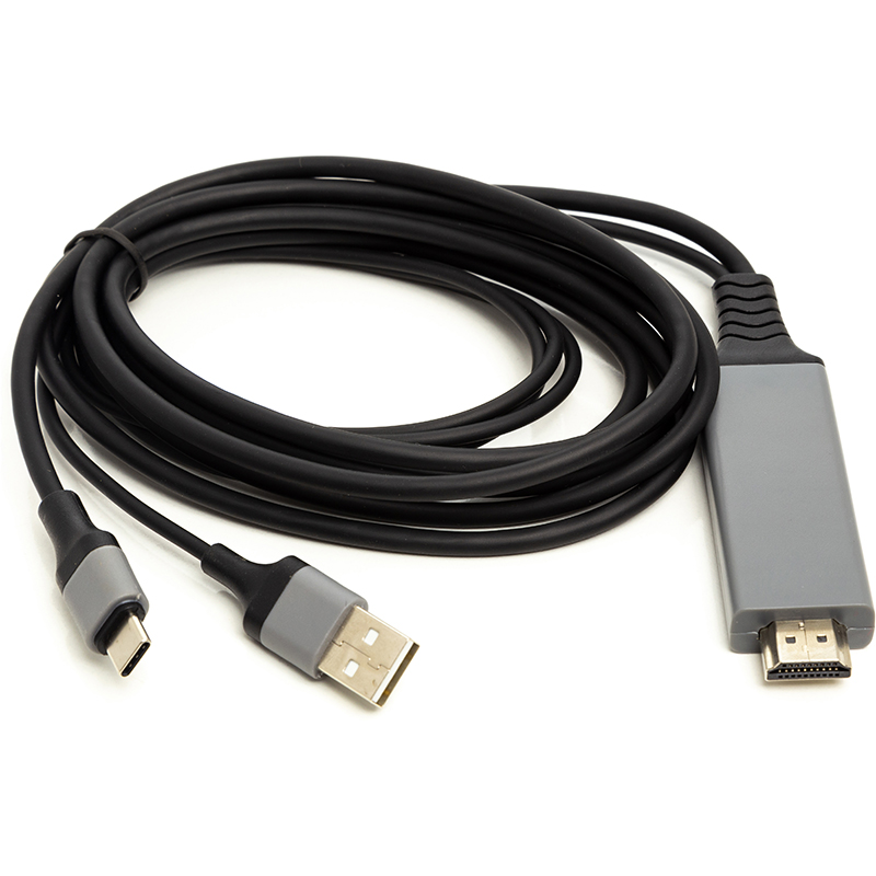 Кабель PowerPlant HDMI (M) - USB (AM) / Type-C (M), 1 м (CA912025)