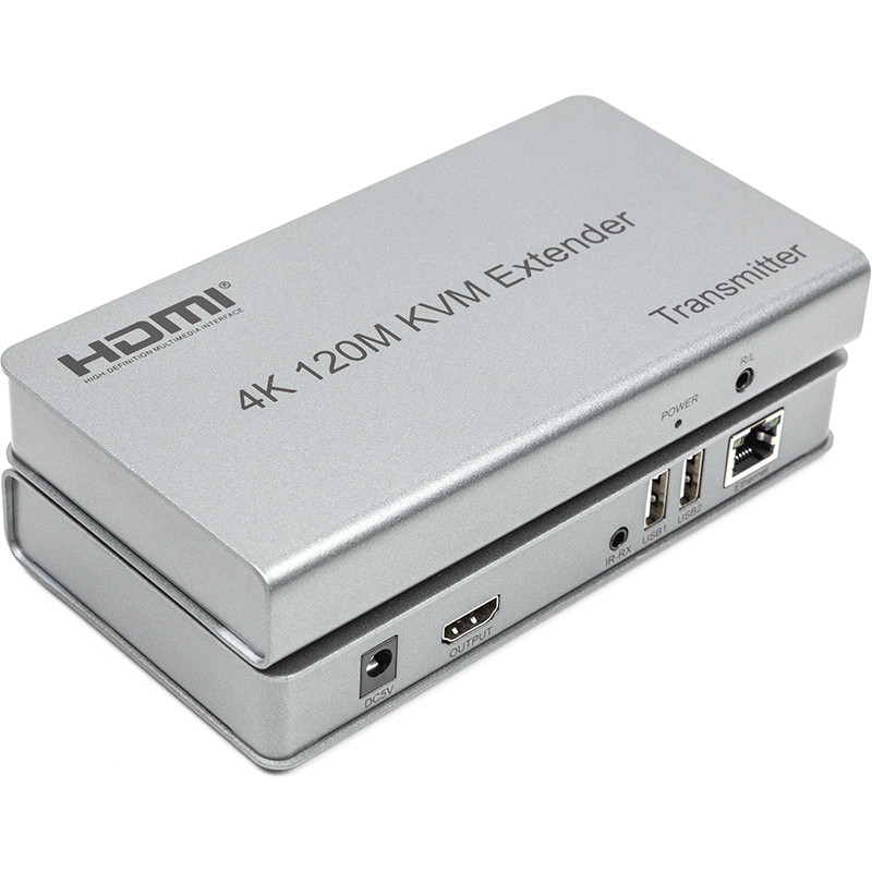 Подовжувач HDMI сигналу PowerPlant HDMI 4K/30hz, до 120м, через CAT5E/6 (HDES120-KVM) (CA912933)
