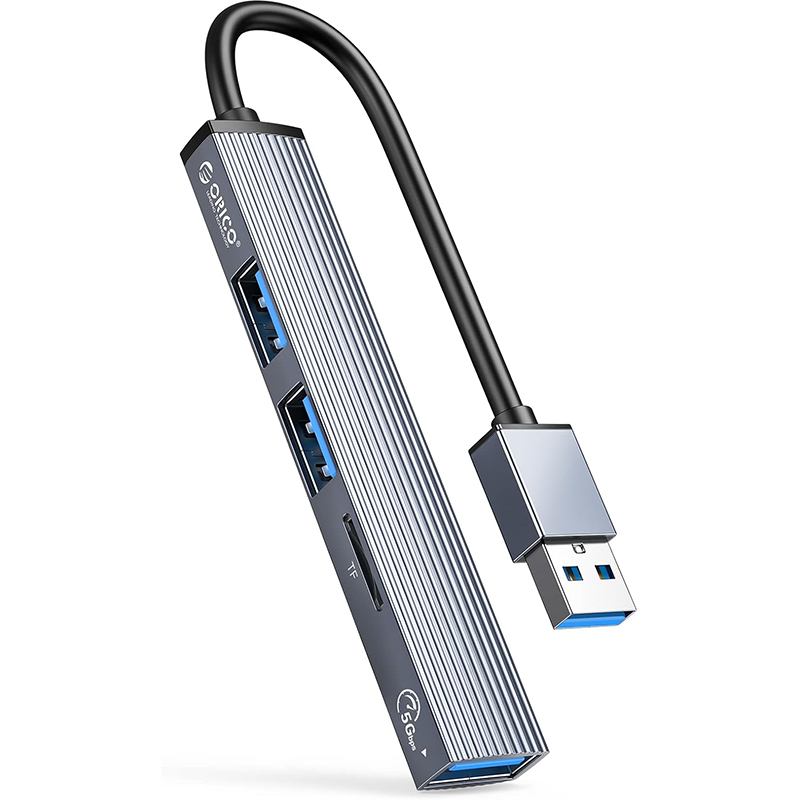 USB-хаб ORICO USB-A - USB3.0, 2xUSB2.0, TF (AH-A12F-GY-BP) (CA913770)