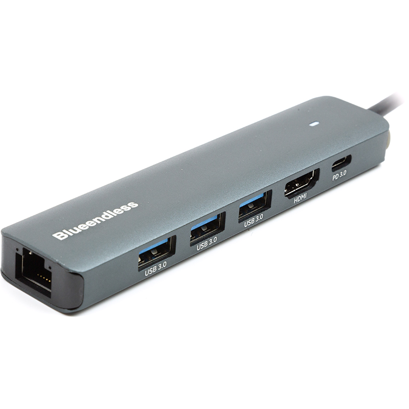 USB-хаб Blueendless USB Type-C - HDMI, LAN, 3xUSB 3.0 Type-A, USB Type-C PD100W (CA913909)