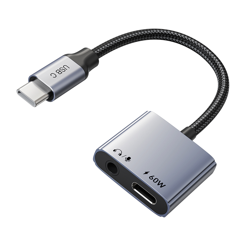 Аудіо адаптер CableTime USB Type-C (M) - 3.5 мм (F) / Type-C (F) PD60W (CPA1G) (CA915750)