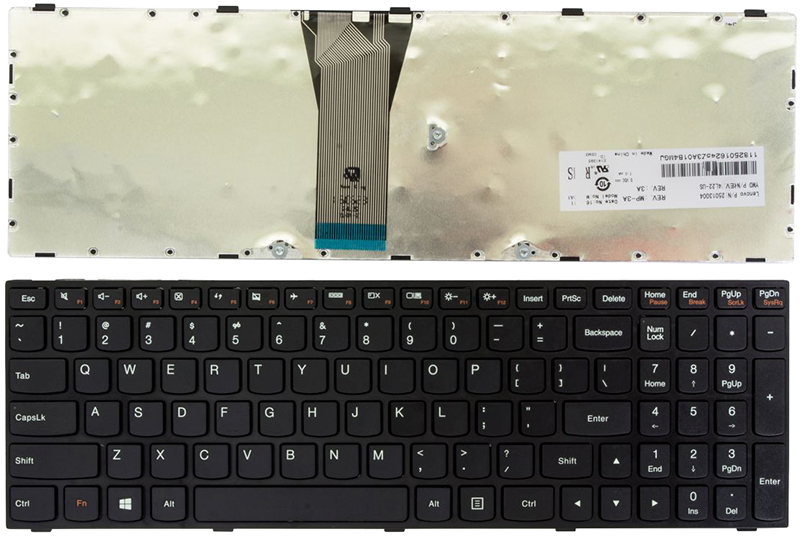 Клавіатура для ноутбука IBM/LENOVO B50-30, IdeaPad Z50-70 чорний, чорний фрейм (KB310234)