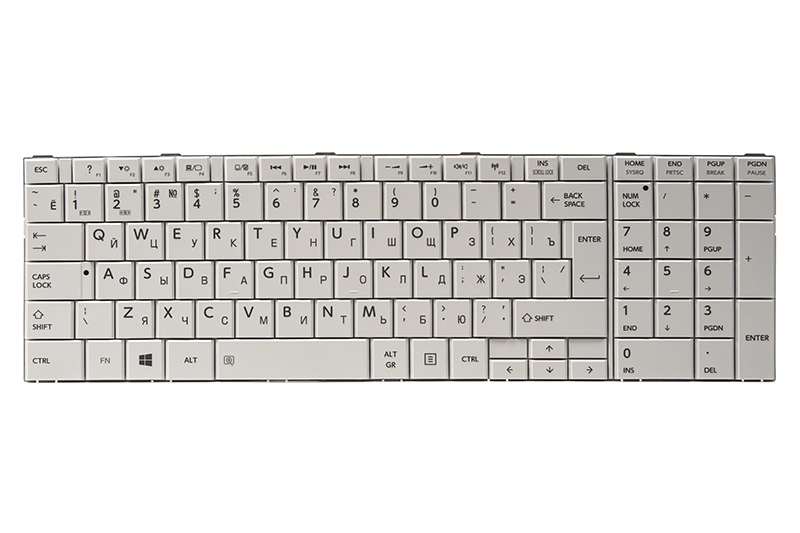 Клавiатура для ноутбука TOSHIBA Satellite C850, C870 бiлий, бiлий фрейм (KB311781)