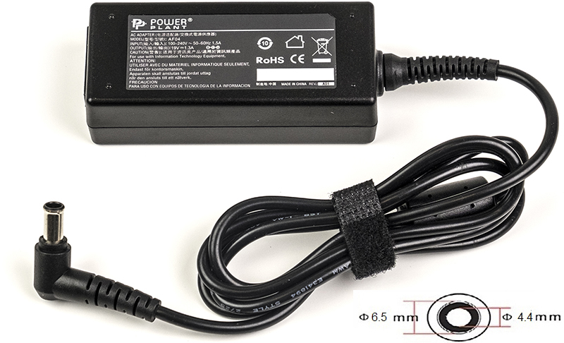 Блок живлення для ноутбуків PowerPlant LG 220V, 19V 25W 1.3A (6.5*4.4) with pin (LG25F6544)