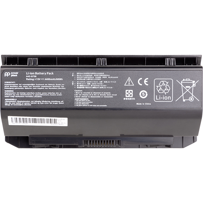 Акумулятор PowerPlant для ноутбуків ASUS G750 Series (A42-G750) 15V 4400mAh (NB431205)