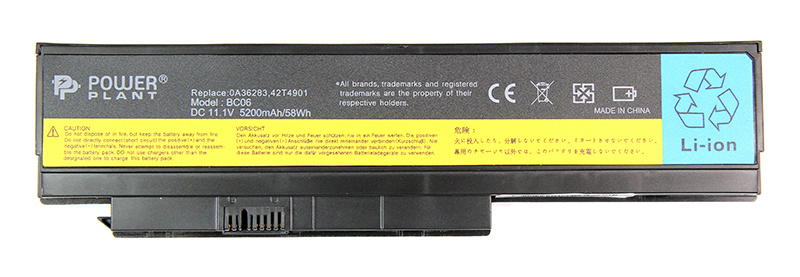 Акумулятор PowerPlant для ноутбуків IBM/LENOVO ThinkPad X230 (0A36281) 11.1V 5200mAh (NB480180)