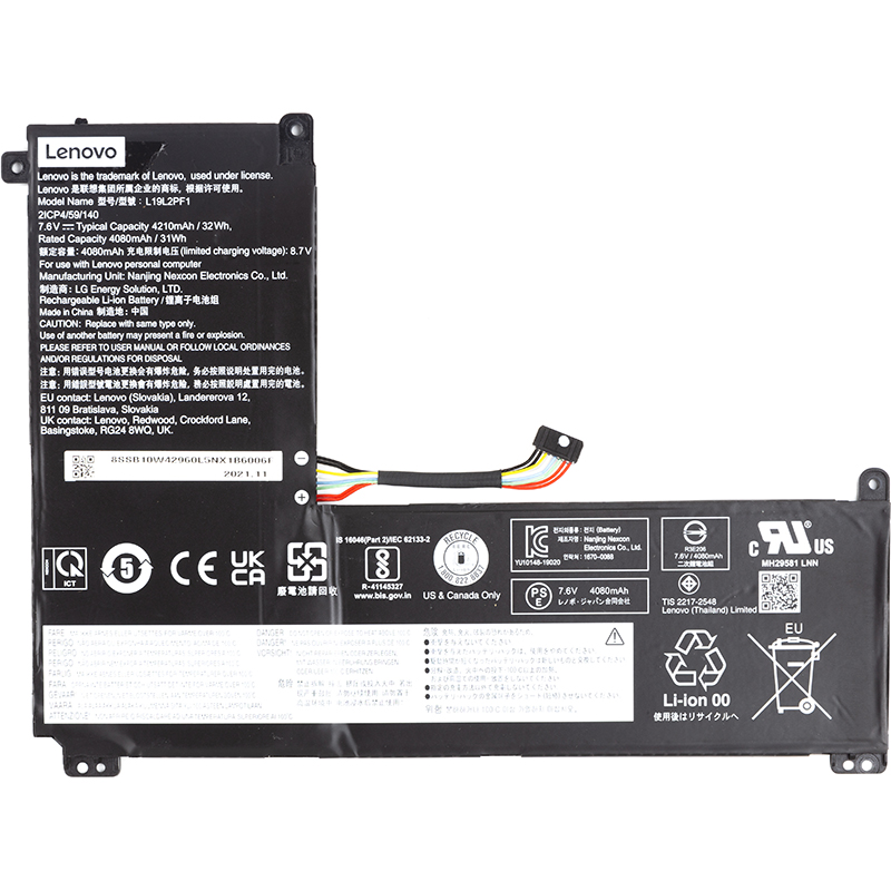 Акумулятор для ноутбуків LENOVO IdeaPad 1-11IGL05 (L19L2PF1) 7.6V 4210mAh (original) (NB481330)