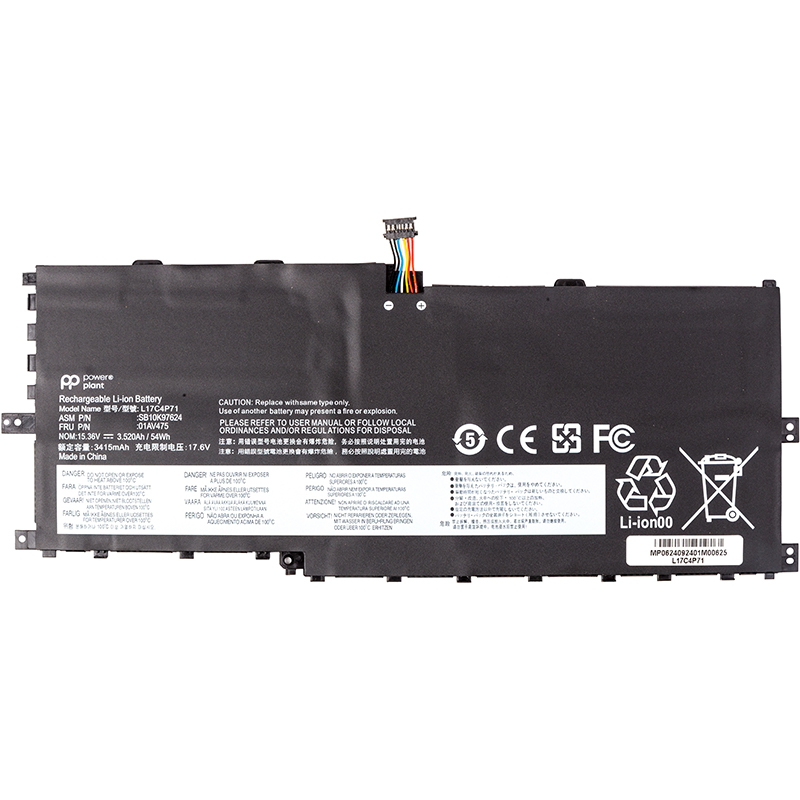 Акумулятор PowerPlant для ноутбуків LENOVO ThinkPad X1 Yoga 2018 (L17C4P71) 15.36V 3520mAh (NB482566)