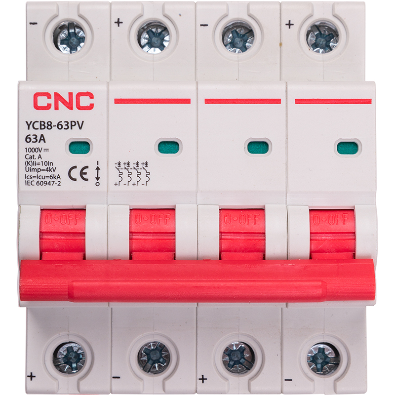 Мініатюрний вимикач постійного струму CNC YCB8-63PV 4P C63 DC1000 6ka (NV821679)