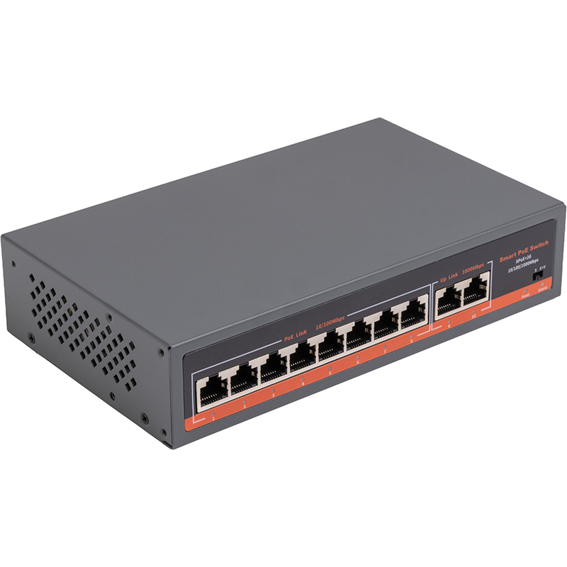 PoE комутатор 8x100Mbps PoE + 2x Gigabit UPLINK, 120W (TV993697)