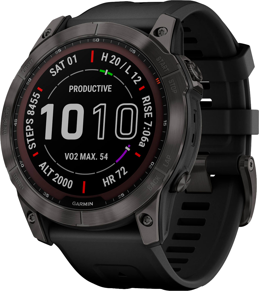 Смарт-годинник Garmin Fenix 7X Sapphire Solar C. Grey DLC Titanium w. Carbon Grey DLC Vented T. Band (010-02541-27) (NW17501)