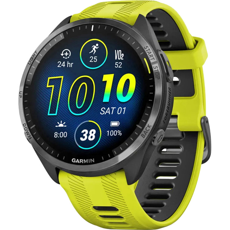 Спортивний годинник Garmin Forerunner 965 Carbon Gray Titanium Bezel w. Black Case and Amp Yell/Black S. Band (010-02809-02/12) (NW27943)