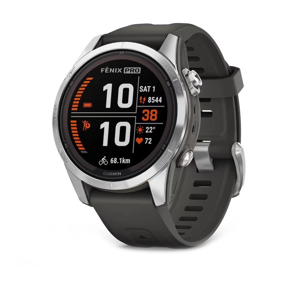Смарт-годинник Garmin Fenix 7S Pro Solar Silver w. Graphite Band (010-02776-00/01) (NW31728)