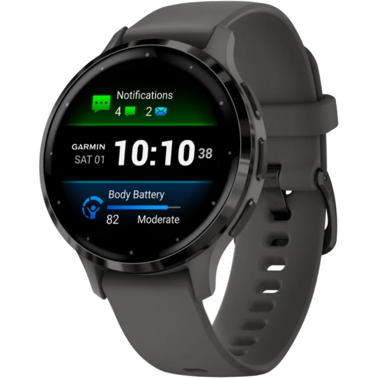 Смарт-годинник Garmin Venu 3S Slate S. Steel Bezel w. Pebble Gray Case and S. Band (010-02785-00) (NW40327)