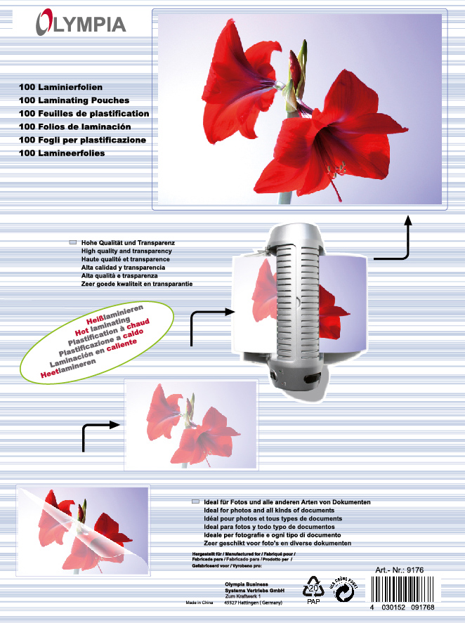Плівка для ламінування Olympia Laminating Pouches, A4, 125 Mic, 100 pcs (913546)
