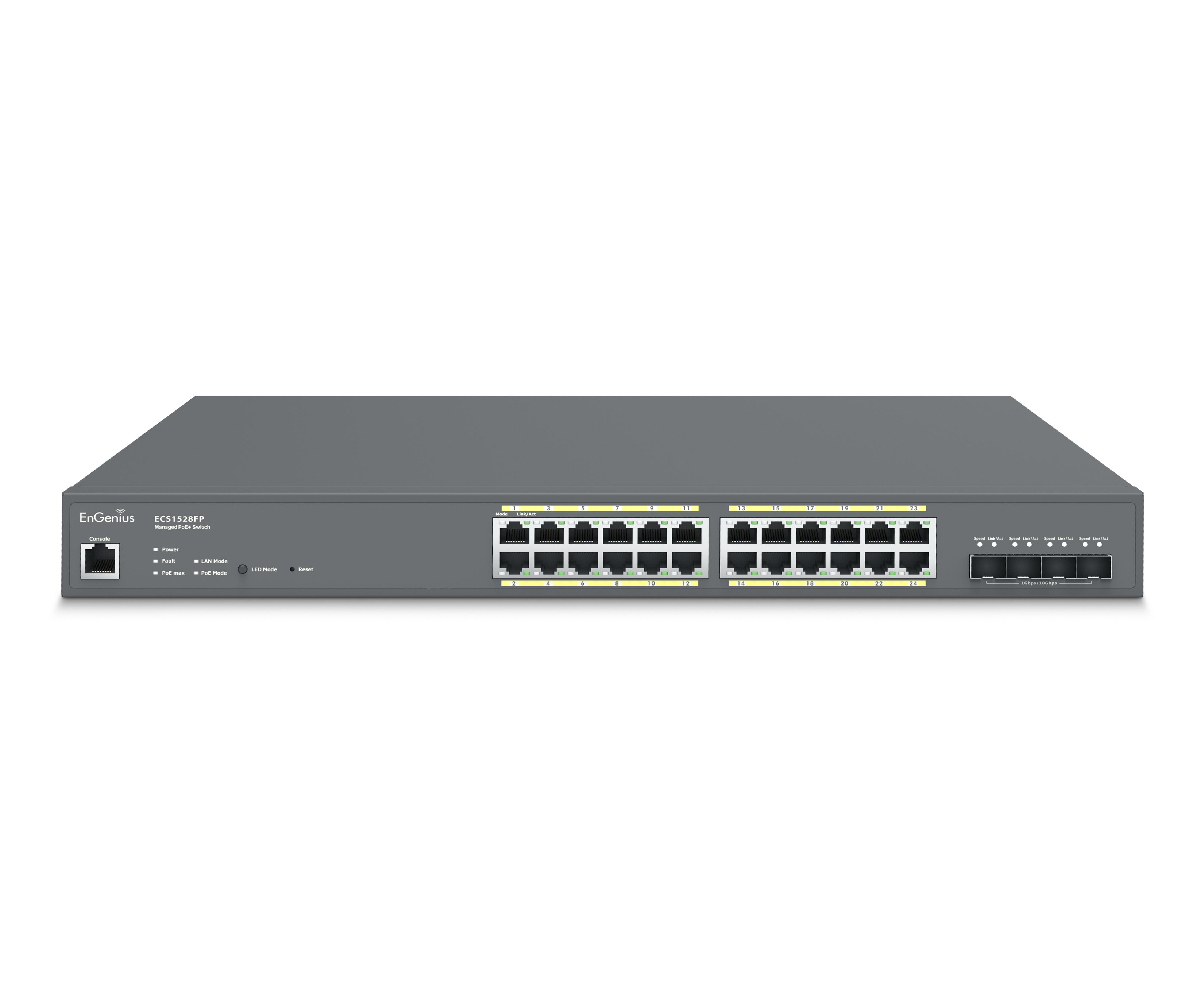 Комутатор ECS1528FP 4xGbE + 4x10Gb SFP+ L2+ 410W Cloud