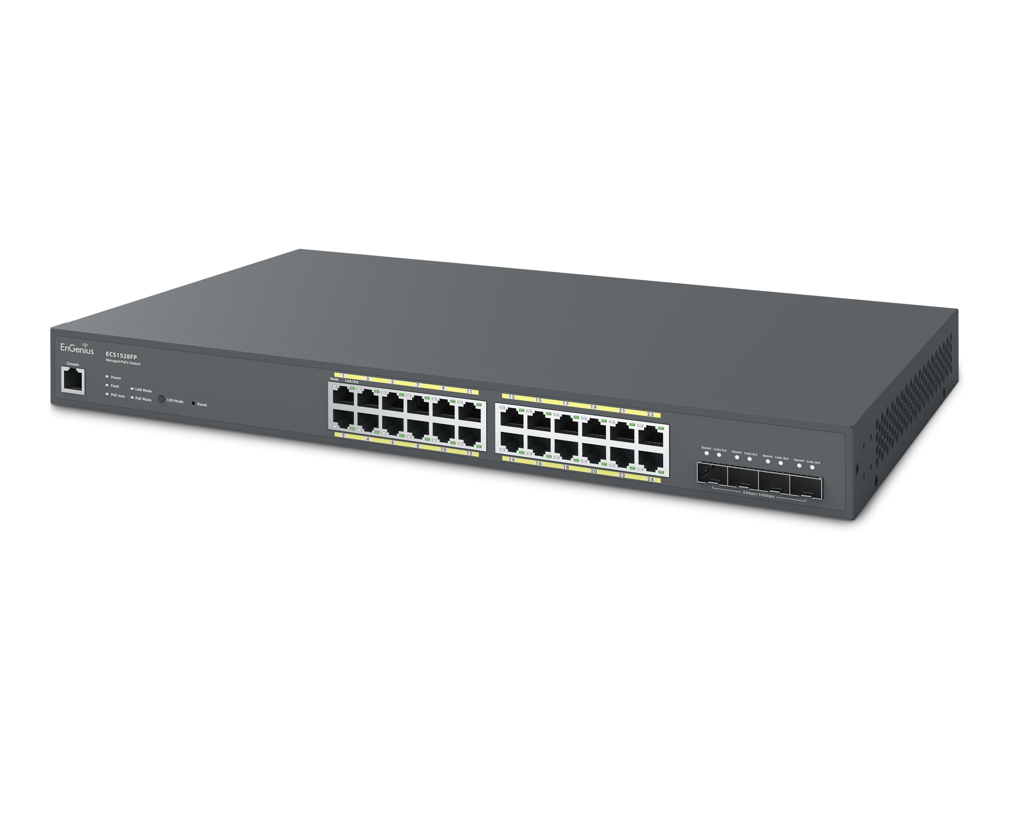 Комутатор ECS1528FP 4xGbE + 4x10Gb SFP+ L2+ 410W Cloud