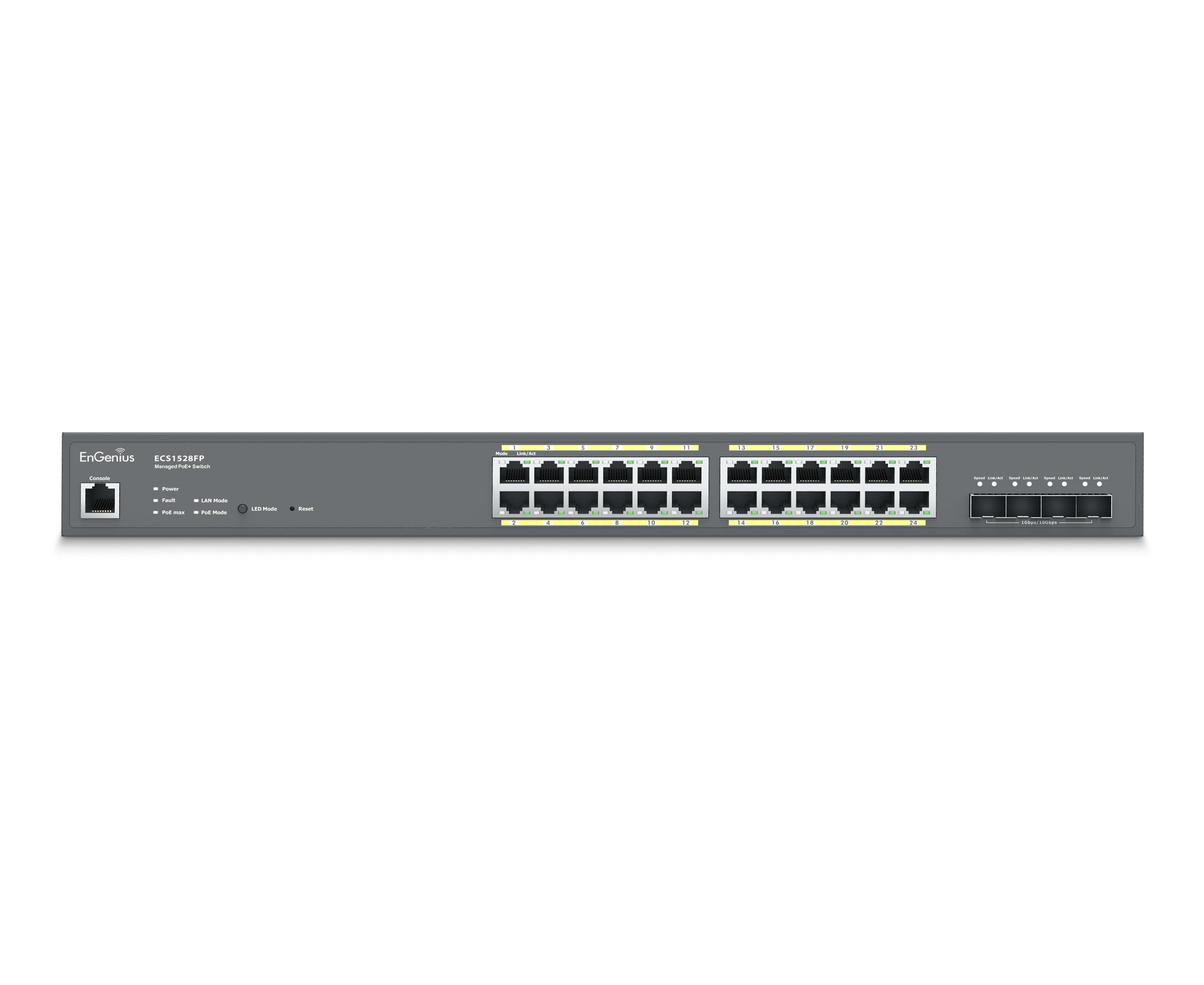 Комутатор ECS1528FP 4xGbE + 4x10Gb SFP+ L2+ 410W Cloud