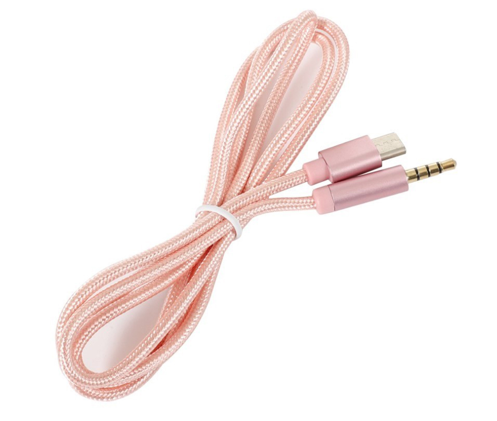 Кабель AUX Type-C-TRRS Audio 3.5мм Male/Male 1м Pink (806639)