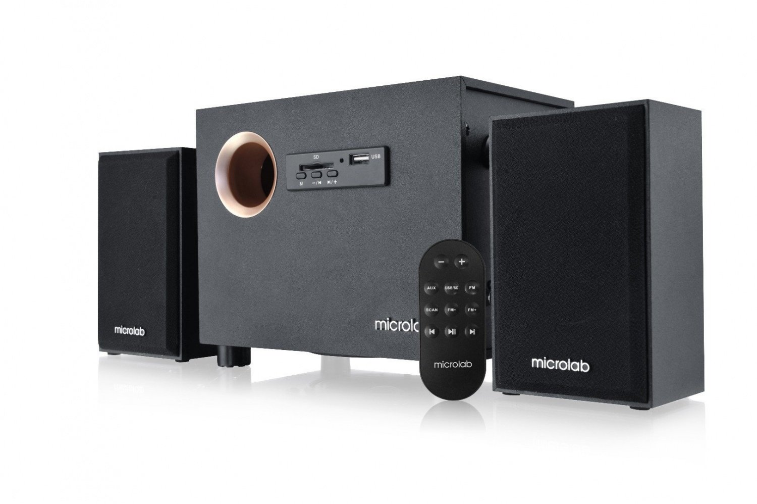 Акустична система 2.1 Microlab M-105R, 10Вт (ДУ, FM), чорна (161007)