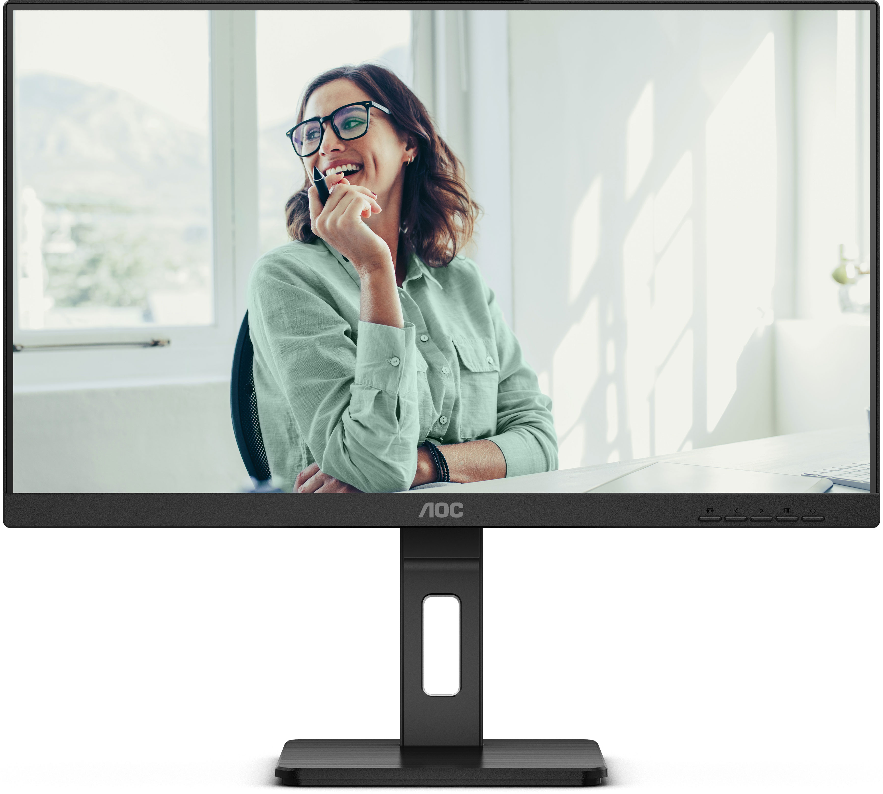 Монітор TFT 27" AOC Q27P3CV, QHD, IPS, 75Hz, 2xHDMI, DP, USB-C, RJ-45, USB-hub, HAS, Pivot, чорний, колонки