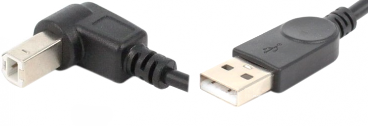 Кабель USB AM-BM, 1.0 м, на верх 90° чорний (200903)