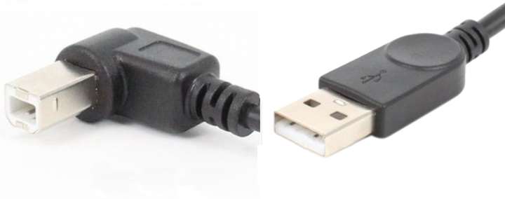 Кабель USB AM-BM, 1.0 м, кут 90° наліво, чорний (200905)