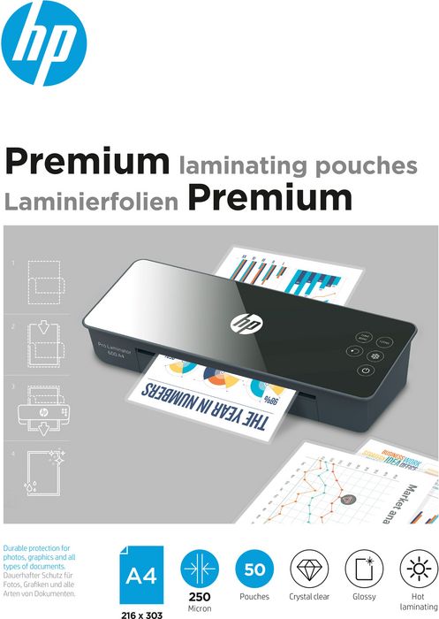Плівка для ламінування HP Premium Laminating Pouches, A4, 250 Mic, 216x303, 50 pcs (838149)