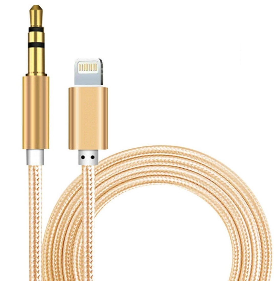 Кабель AUX Lightning-TRS Audio 3.5мм Male/Male 1м Gold (806634)