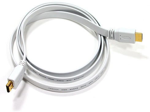 Кабель HDMI M-M, 1.5 м, V1.4, 4K 60Hz, плаский, білий (143098)