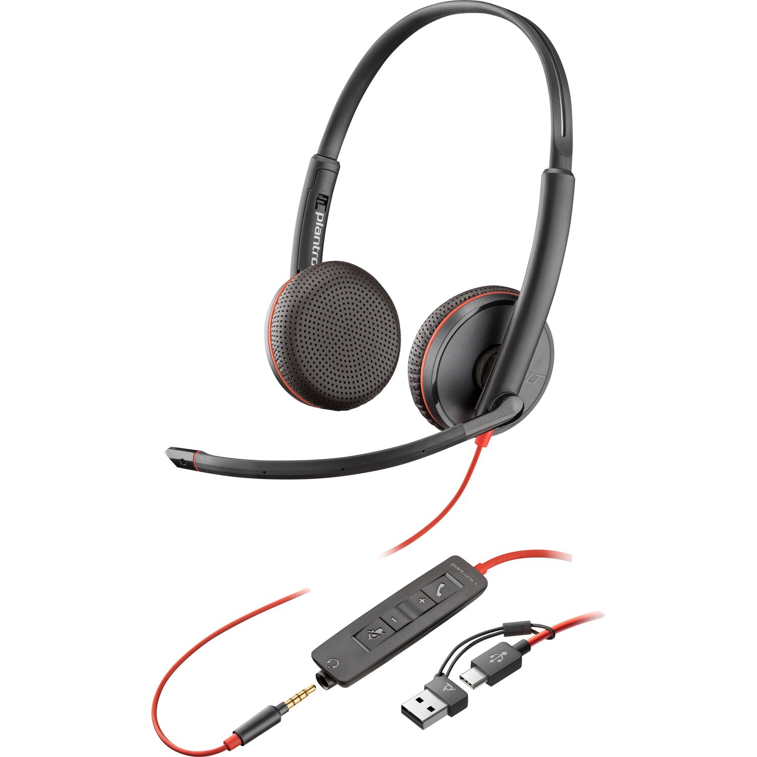 Гарнітура Poly BlackWire C3225 USB-C HS Stereo +3.5mm Plug +USB-C/A Adapter (Bulk) (866329)