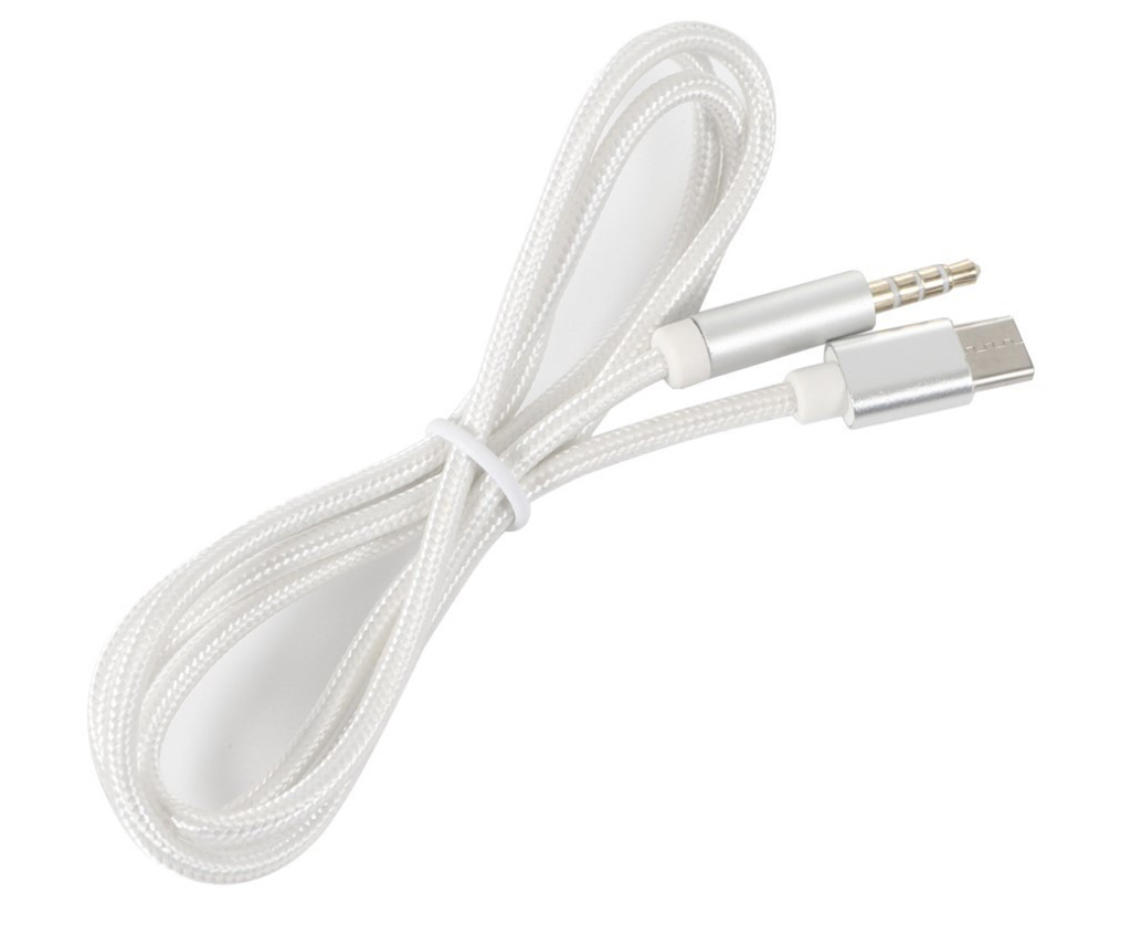 Кабель AUX Type-C-TRRS Audio 3.5мм Male/Male 1м Silver (806636)
