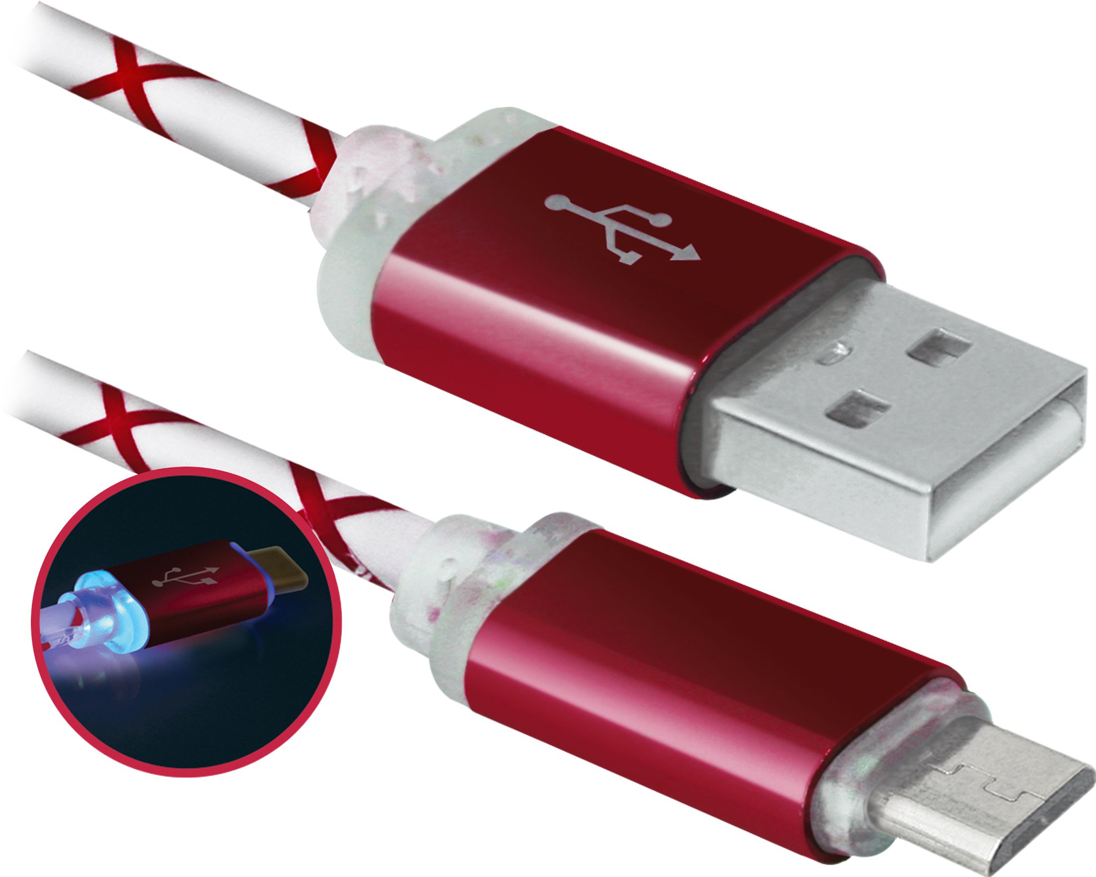 Кабель USB AM-micro BM, 1.0 м, червоний, 08-03LT Defender (202528)