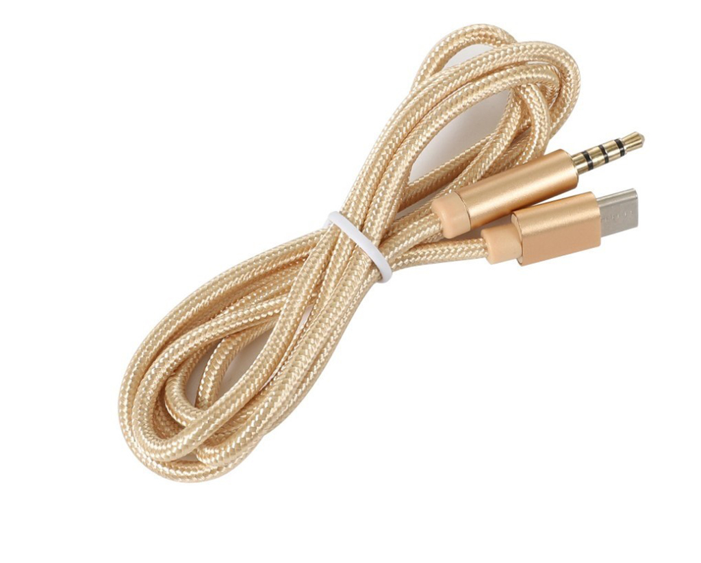Кабель AUX Type-C-TRRS Audio 3.5мм Male/Male 1м Gold (806638)