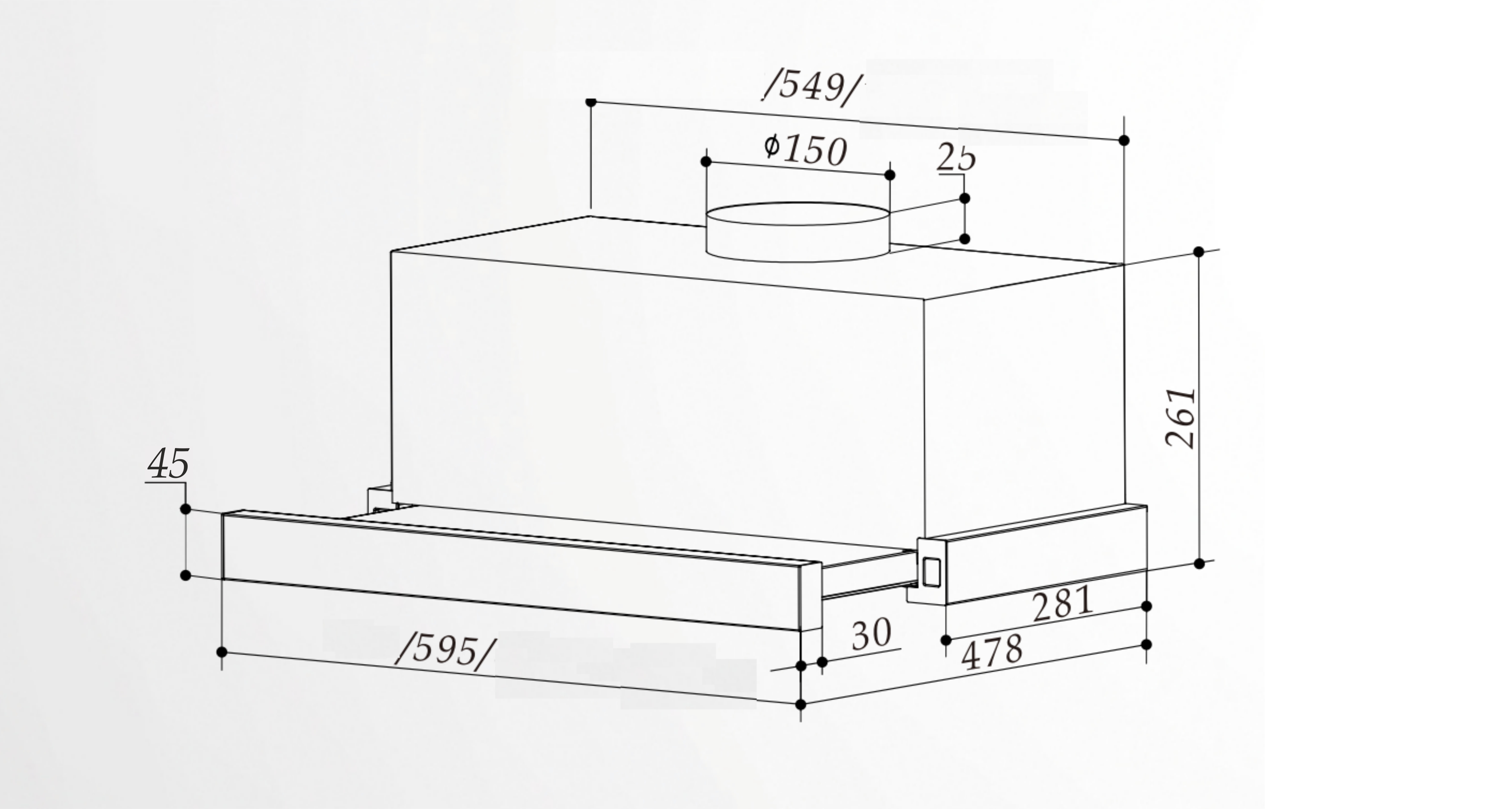 Витяжка  INTERLINE SLIM ULTRA X/S A/60 телескоп (60см, 1100куб)