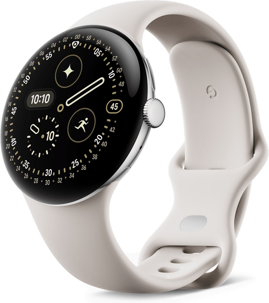 Google Pixel Watch 4 45mm Wi-Fi Polished Silver Aluminum case / Porcelain Active Band (GA09308-EU) * (T-51874)