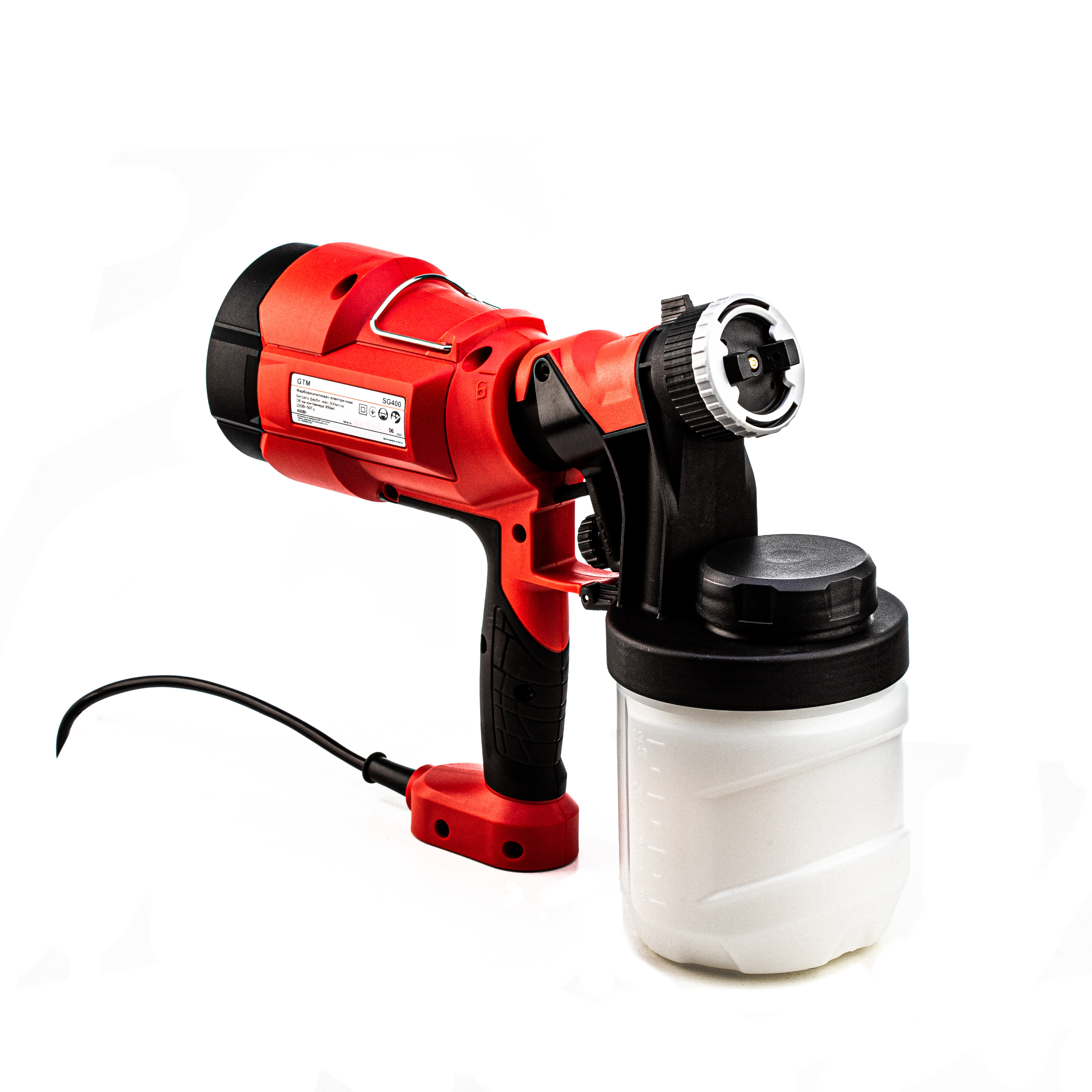 Фарборозпилювач SG400, 400Вт, 800мл/хв, 900мл резервуар, сопло 2,5мм Фарборозпилювач SG400, 400Вт, 800мл/хв, 900мл резервуар, сопло 2,5мм