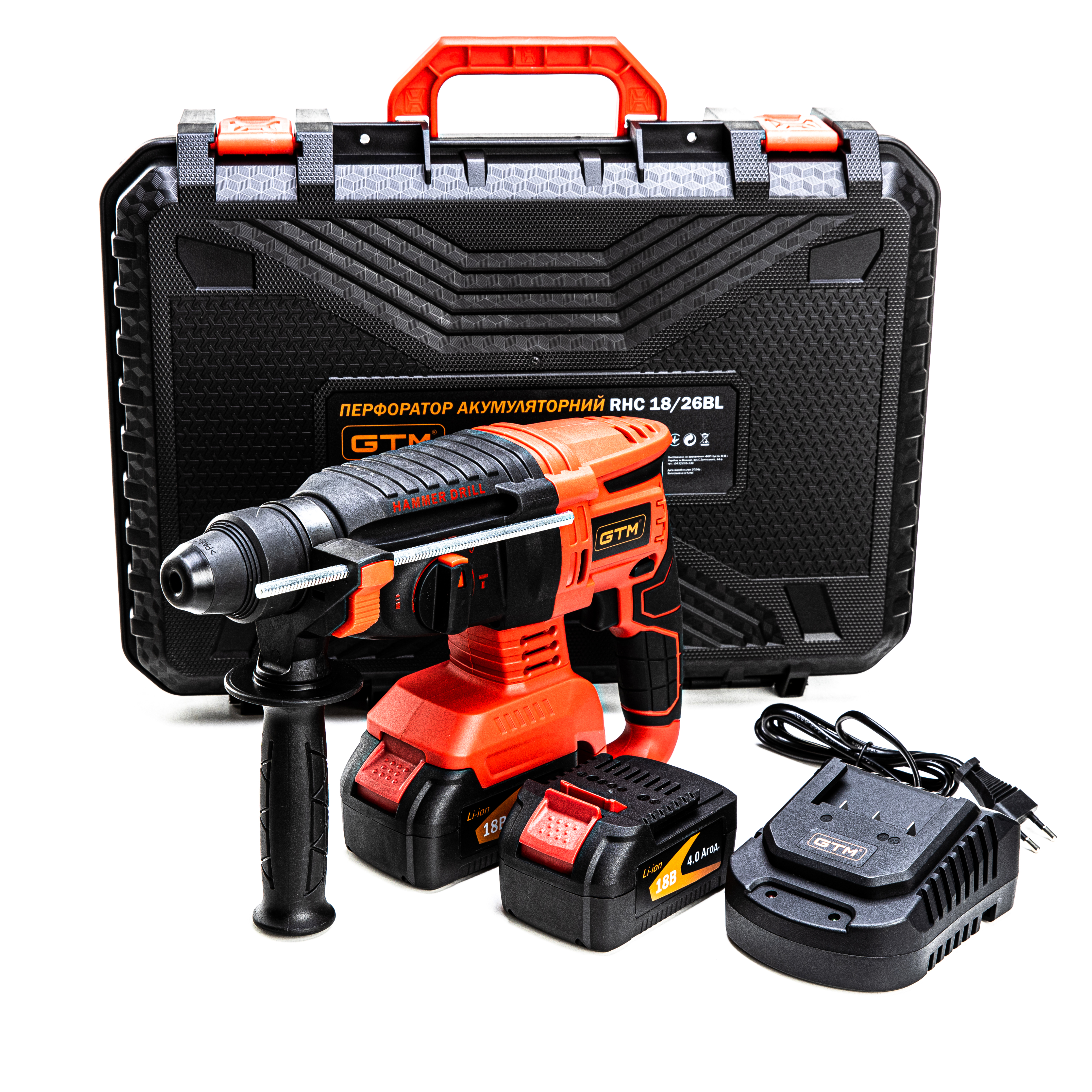 Перфоратор акум. + RHC18/26BL, 18В, 2,5Дж, 0-1000об/хв +акум.4Аг-2шт, зарядний пристрій