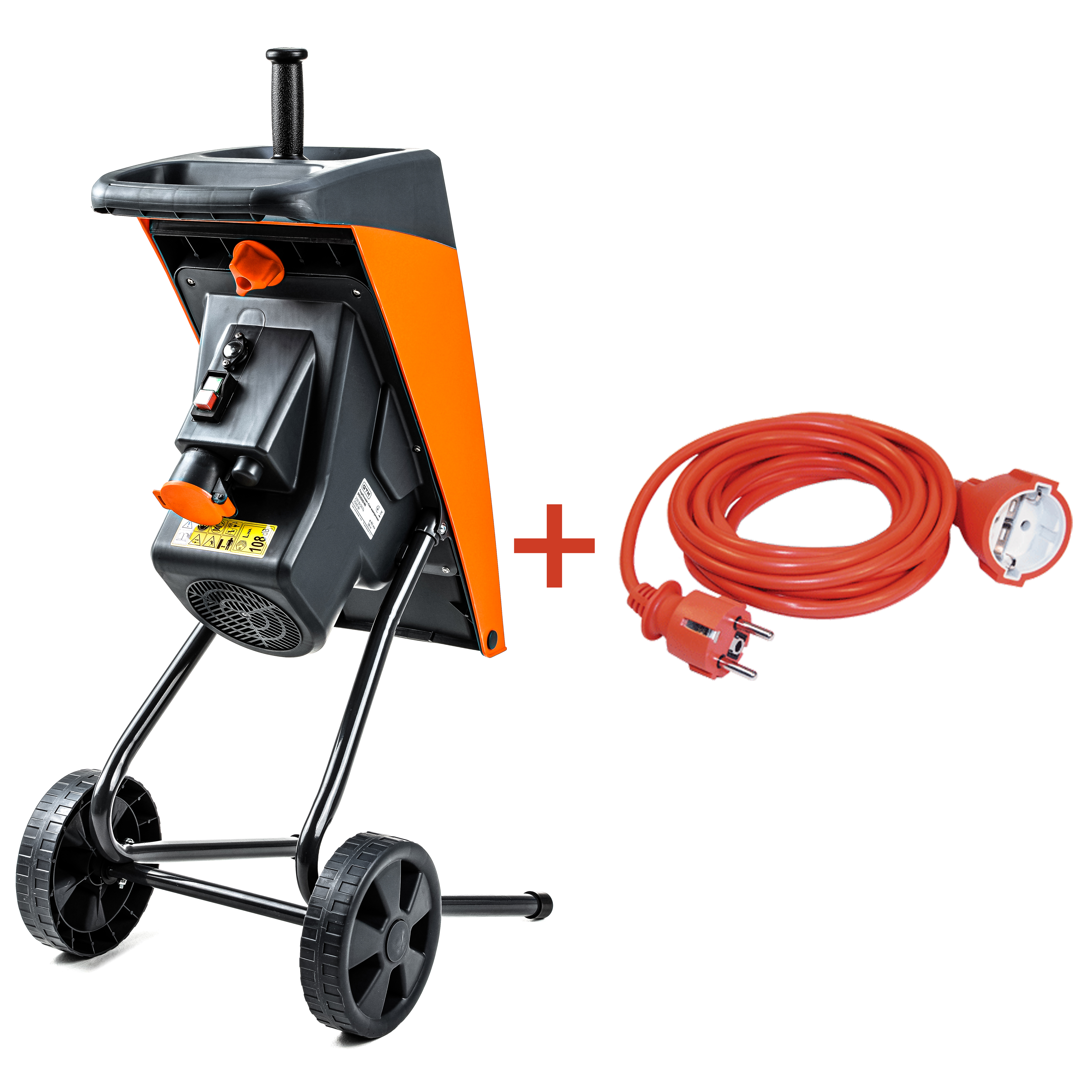 Подрібнювач садовий DS2500/40 KIT, 220В, 2500Вт, гілки до 40мм, ножі + подовжувач 10м 3*1,5 помаранч.