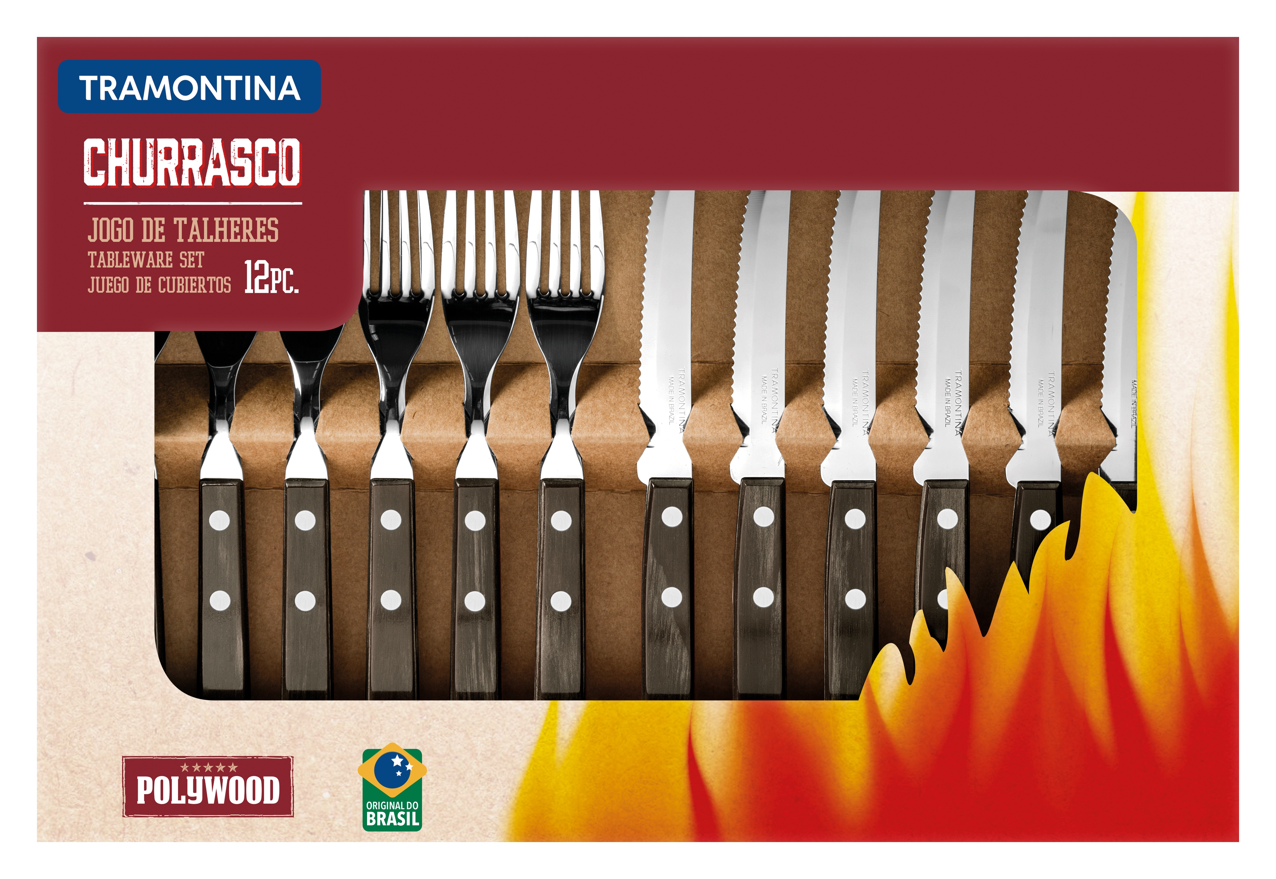 Набір приборів для гриля TRAMONTINA Barbecue Polywood, 12 предметів (6584533)