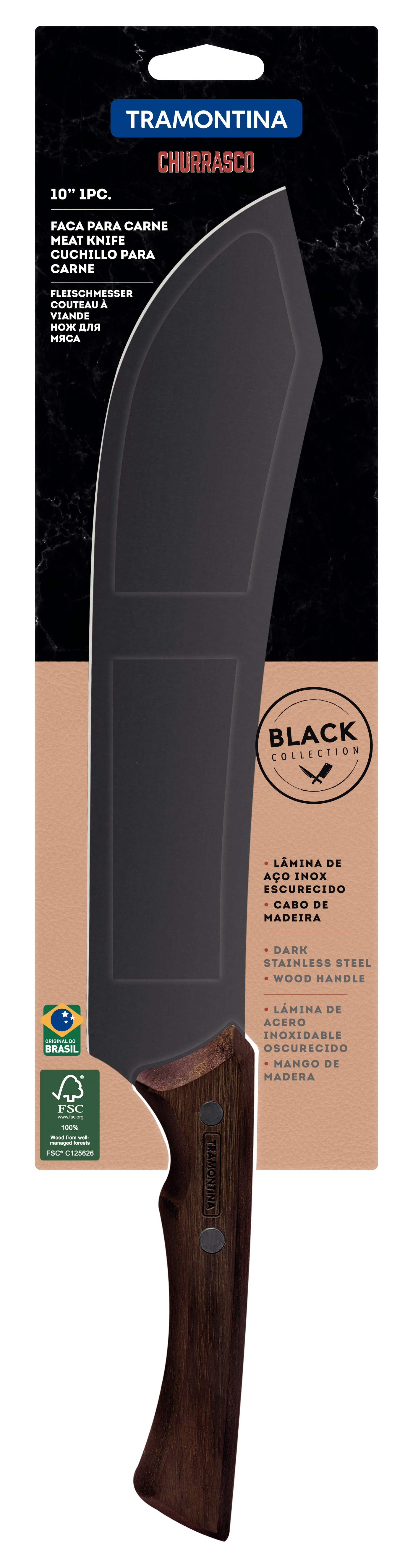 Ніж для м'яса Tramontina Churrasco Black, 253 мм (6740823) Ніж для м'яса Tramontina Churrasco Black, 253 мм (6740823)