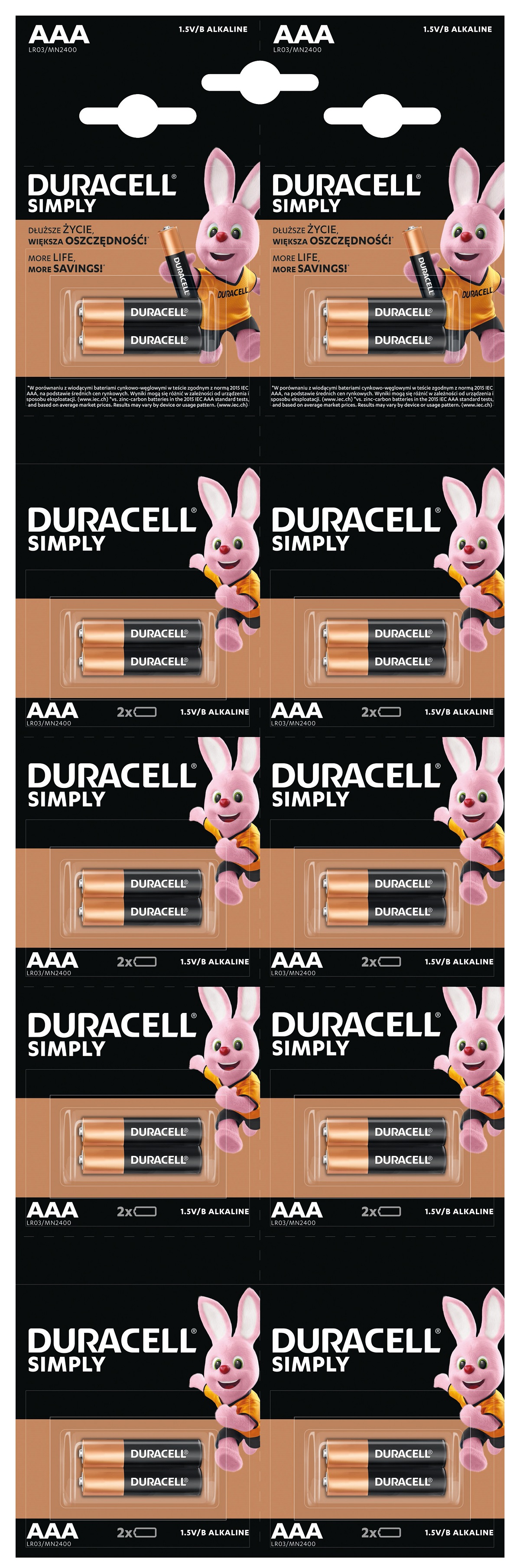 Батарейка Duracell LR03 MN2400 уп.1х2 шт. відривна (плакат 2х10) (6768608)
