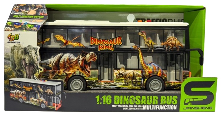 Іграшка CARS S Автобус двоповерховий з динозаврами 1:16 (CJ-4833205) (7259625) (YC-7259625)