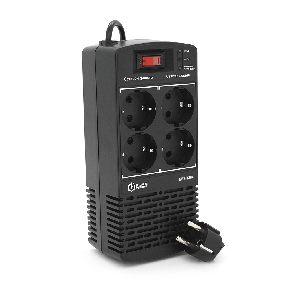 Стабілізатор напруги релейний Europower EPX-1204 1200VA 600W, input:184~276V, output:220V±10%, 4 SHUKO, Q (Y-510)