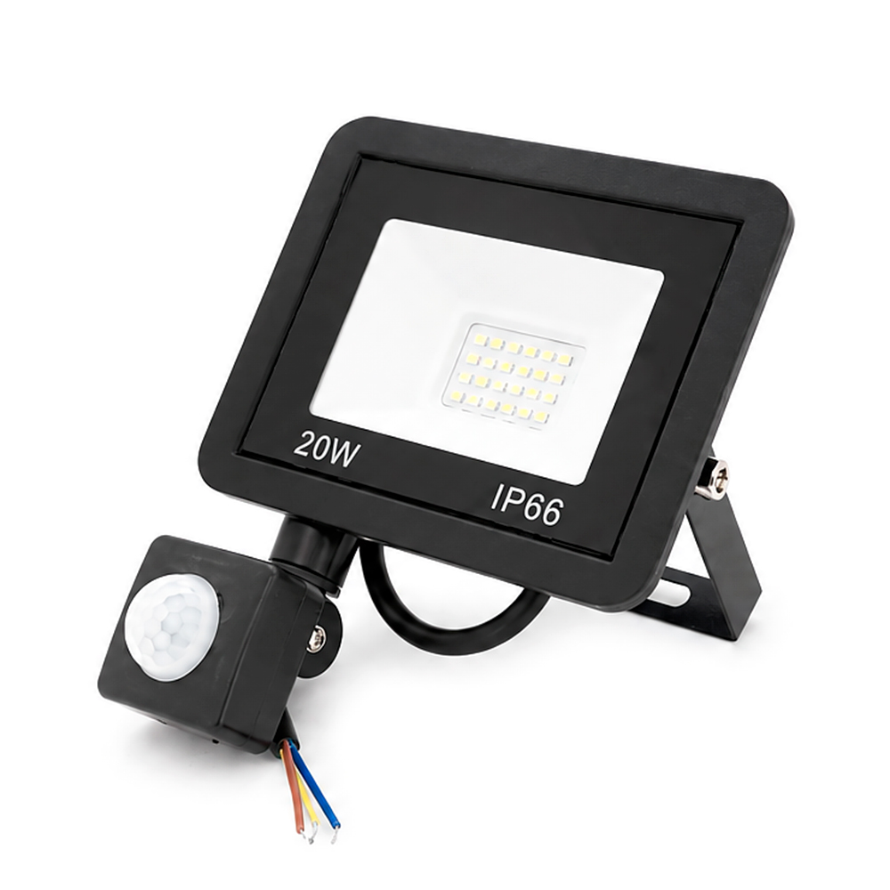 Прожектор SLIM SENSOR LED RITAR RT-FLOOD/MS20A, 20W, 24xSMD2835, IP65, 2000Lm, 6500K (100%), PF>0.9 Ra>70, 125*140*25mm (Y-1203)