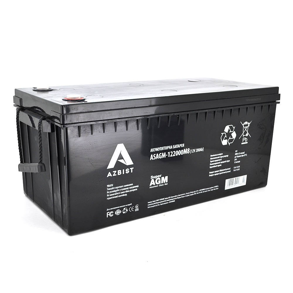 Акумулятор ASBIST Super AGM ASAGM-122000M8, Black Case, 12V 200.0Ah (522 х 240 х 219 (224)) Q1 (Y-1363)