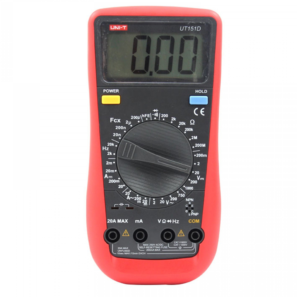 Мультиметр UNI-T UT151D Вимірювання: V (AC/DC), A (AC/DC), Ω, C, Hz. Функції: Data Hold, REL, продзвонювання. (Y-2055)
