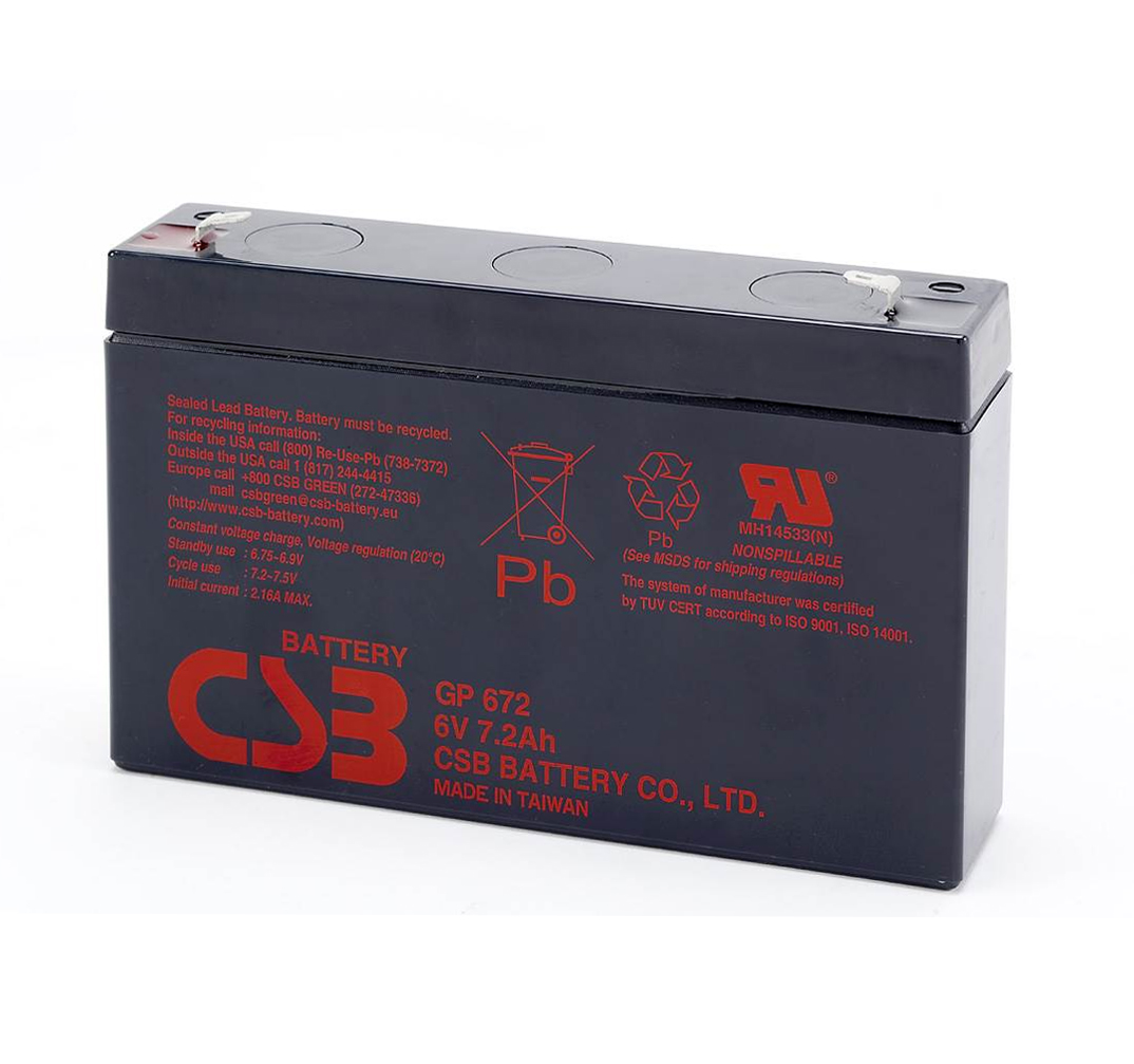 Акумуляторна батарея CSB GP672, 6V 7.2Ah (151х34х100мм), 1.22kg (Y-4969)